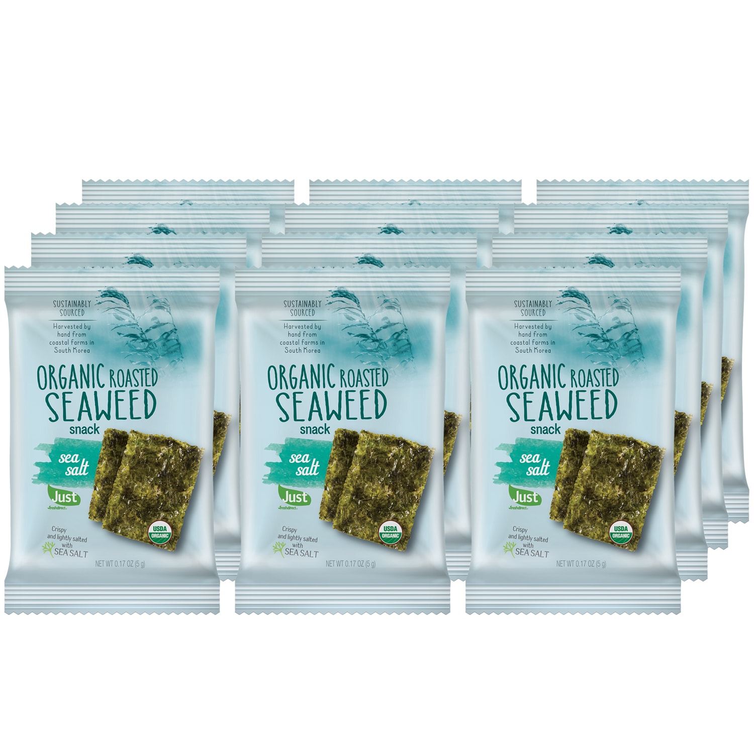 Just FreshDirect Organic Roasted Seaweed Snack, Sea Salt