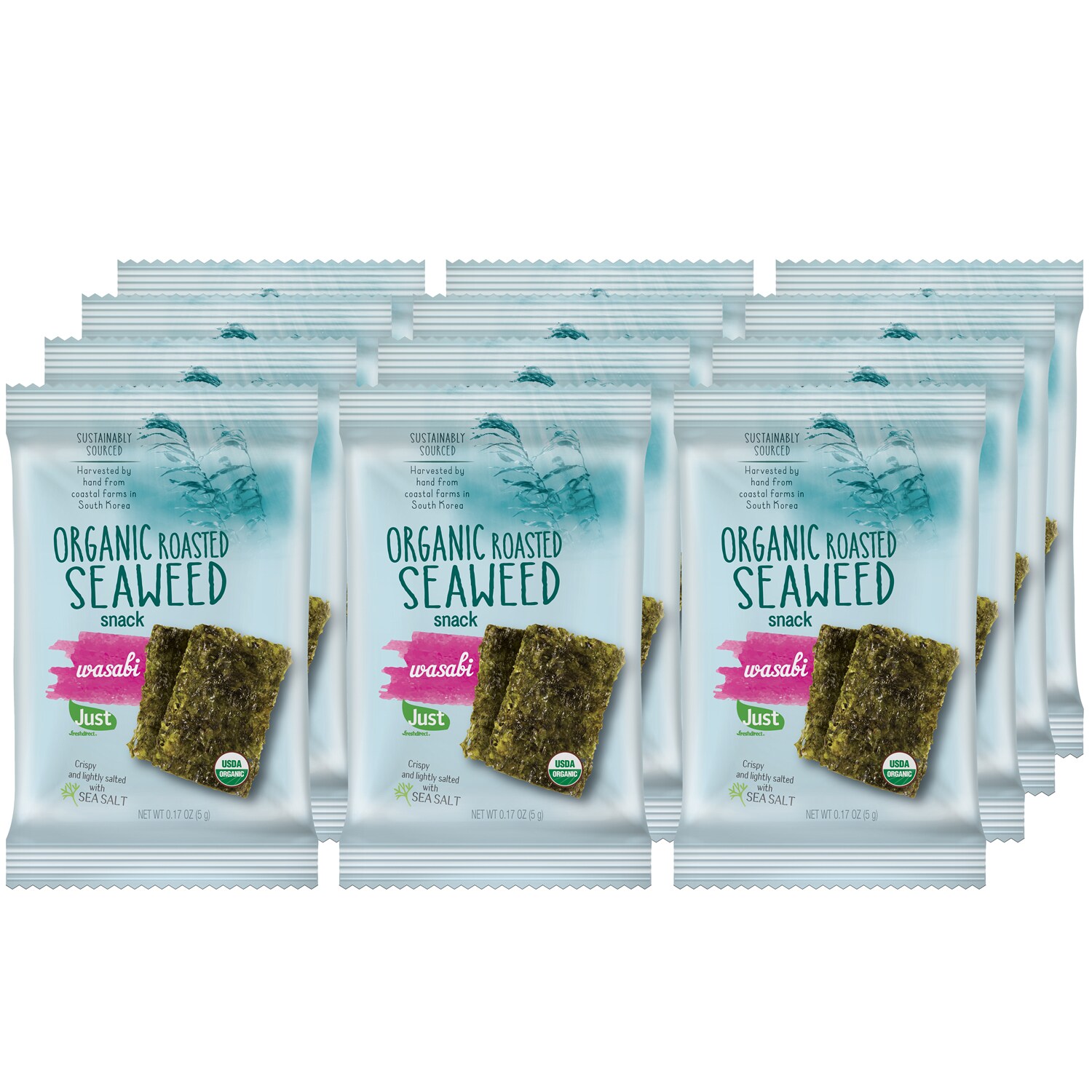 Just FreshDirect Organic Roasted Seaweed Snack, Wasabi