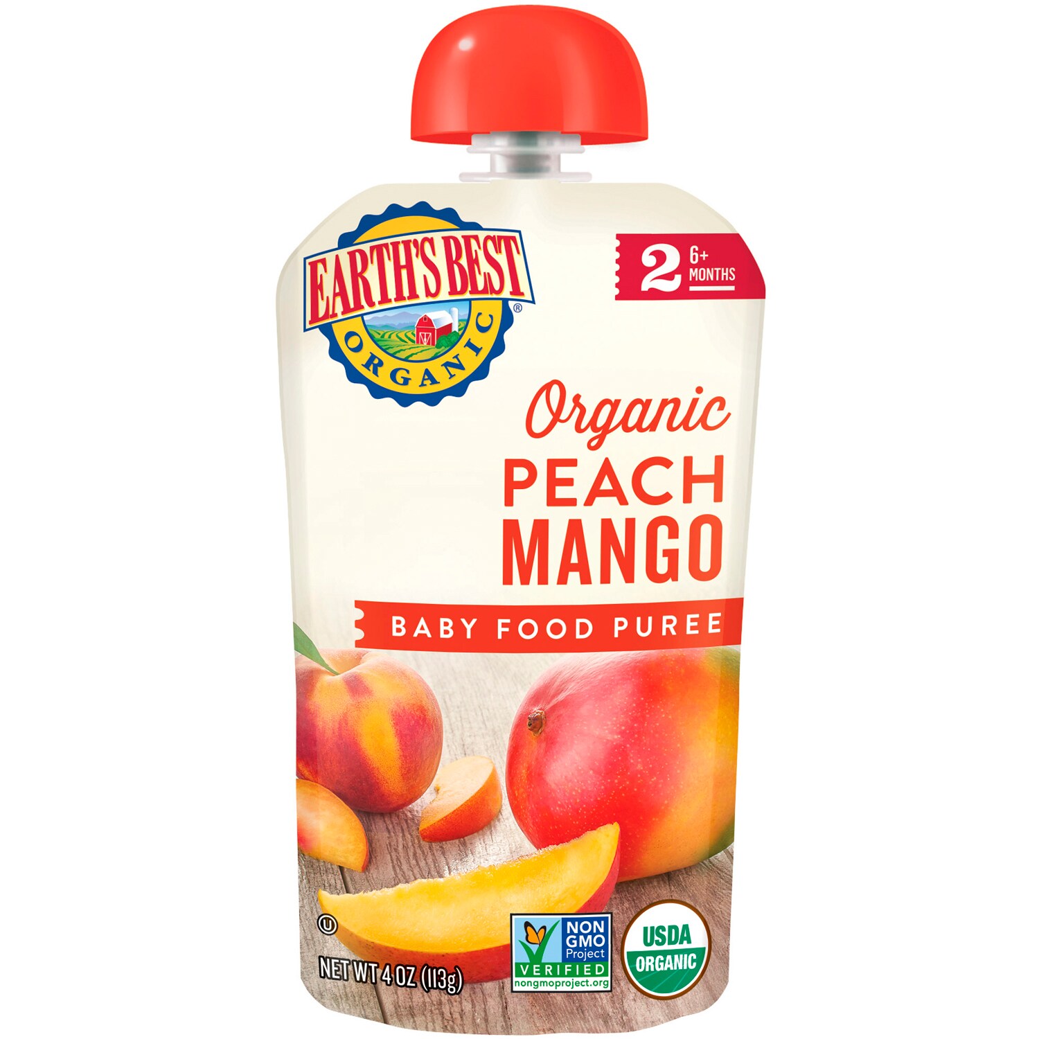 Earth's Best Stage 2 Organic Baby Food Purée, Peach and Mango 