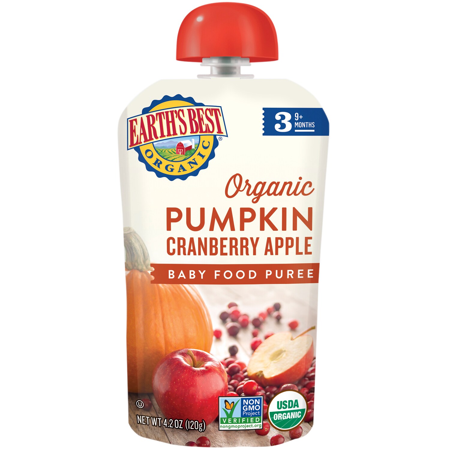 Earth's Best Stage 3 Organic Baby Food Purée, Pumpkin-Cranberry-Apple 