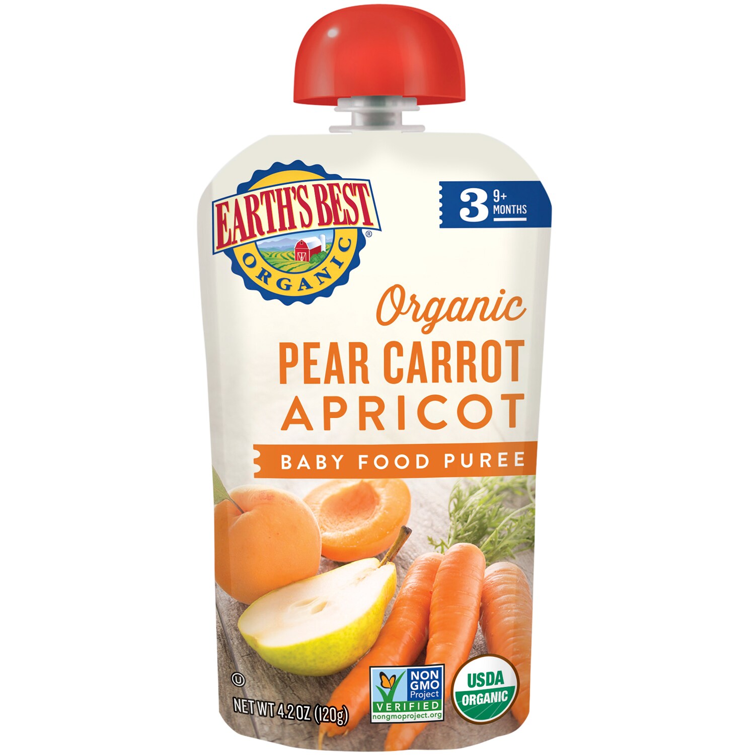Earth's Best Stage 3 Organic Baby Food Purée, Pear-Carrot-Apricot 