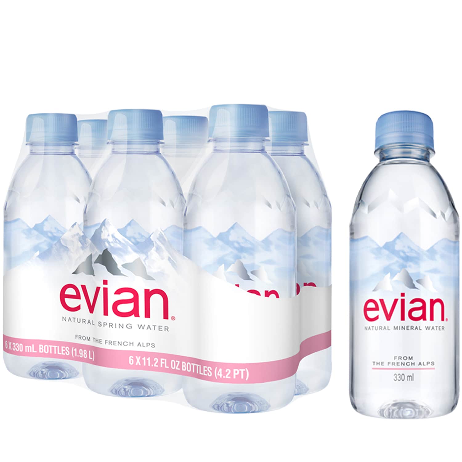 Evian Natural Spring Water, Easy-to-Carry Pack, Plastic Bottles