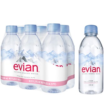 Evian Natural Spring Water, Easy-to-Carry Pack, Plastic Bottles
