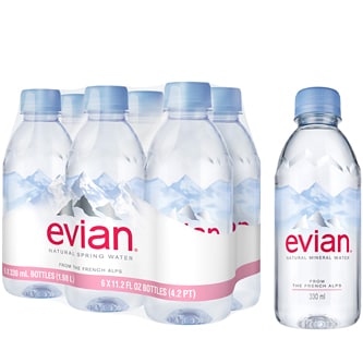 Evian Natural Spring Water, Easy-to-Carry Pack, Plastic Bottles