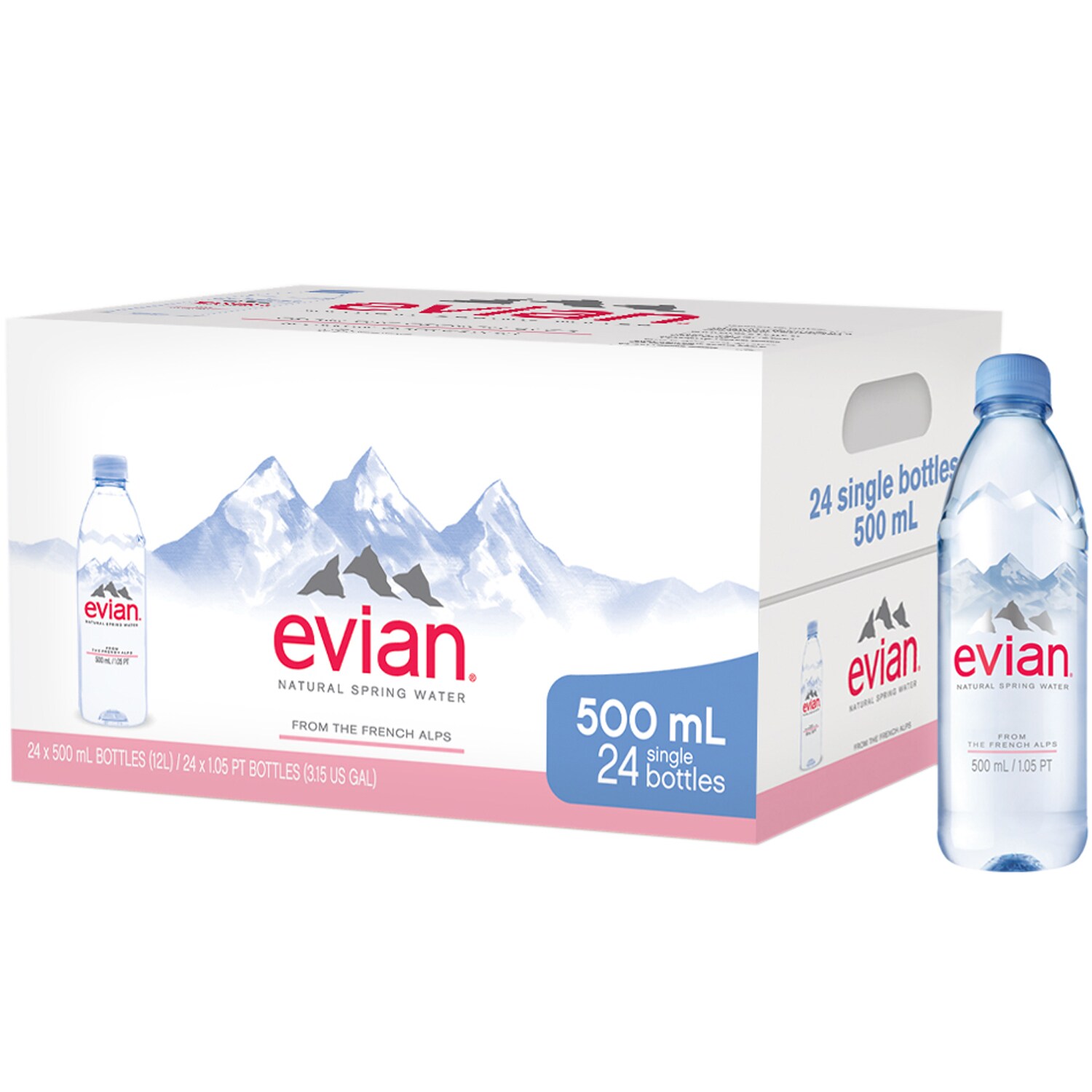 Evian Natural Spring Water, Easy-to-Carry Pack, Plastic Bottles