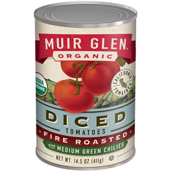 Muir Glen Organic Fire Roasted Diced Tomatoes with Medium Green Chilies
