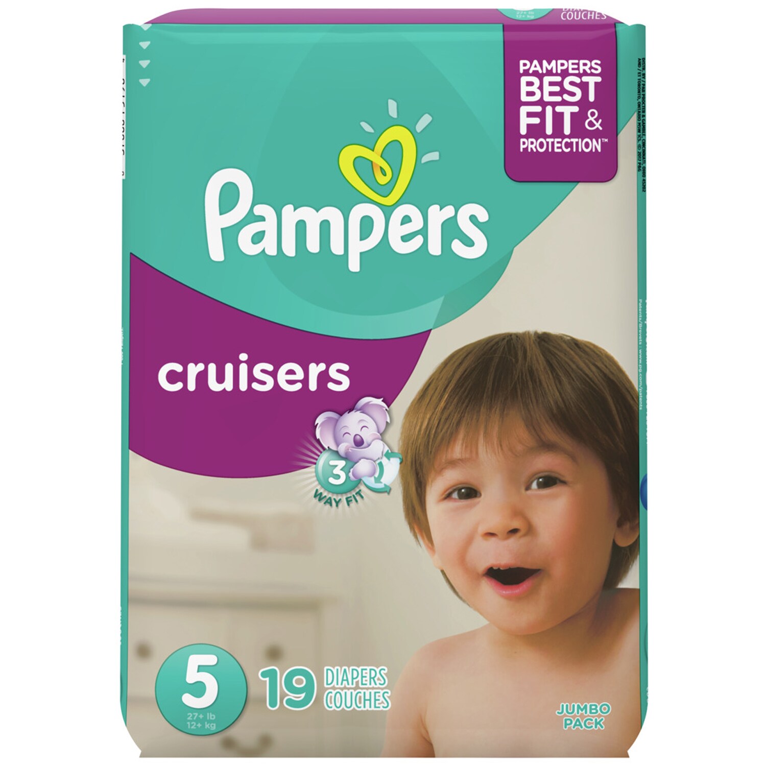 Pampers Cruisers Diapers, Size 5, 27lb+