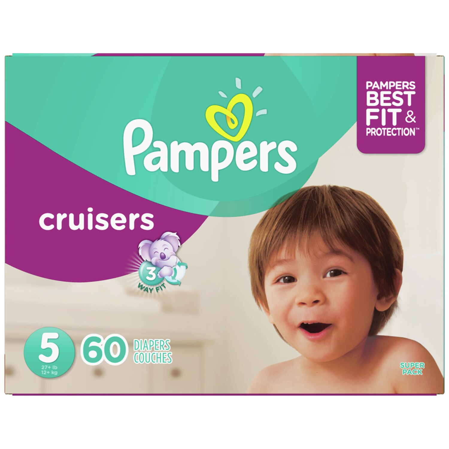 Pampers Cruisers Diapers, Size 5, 27+ lb