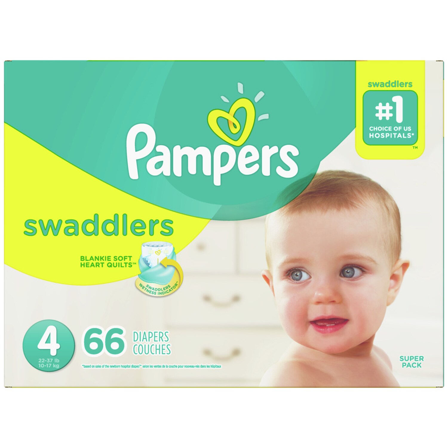 Pampers Swaddlers Diapers, Size 4, 22-37lb