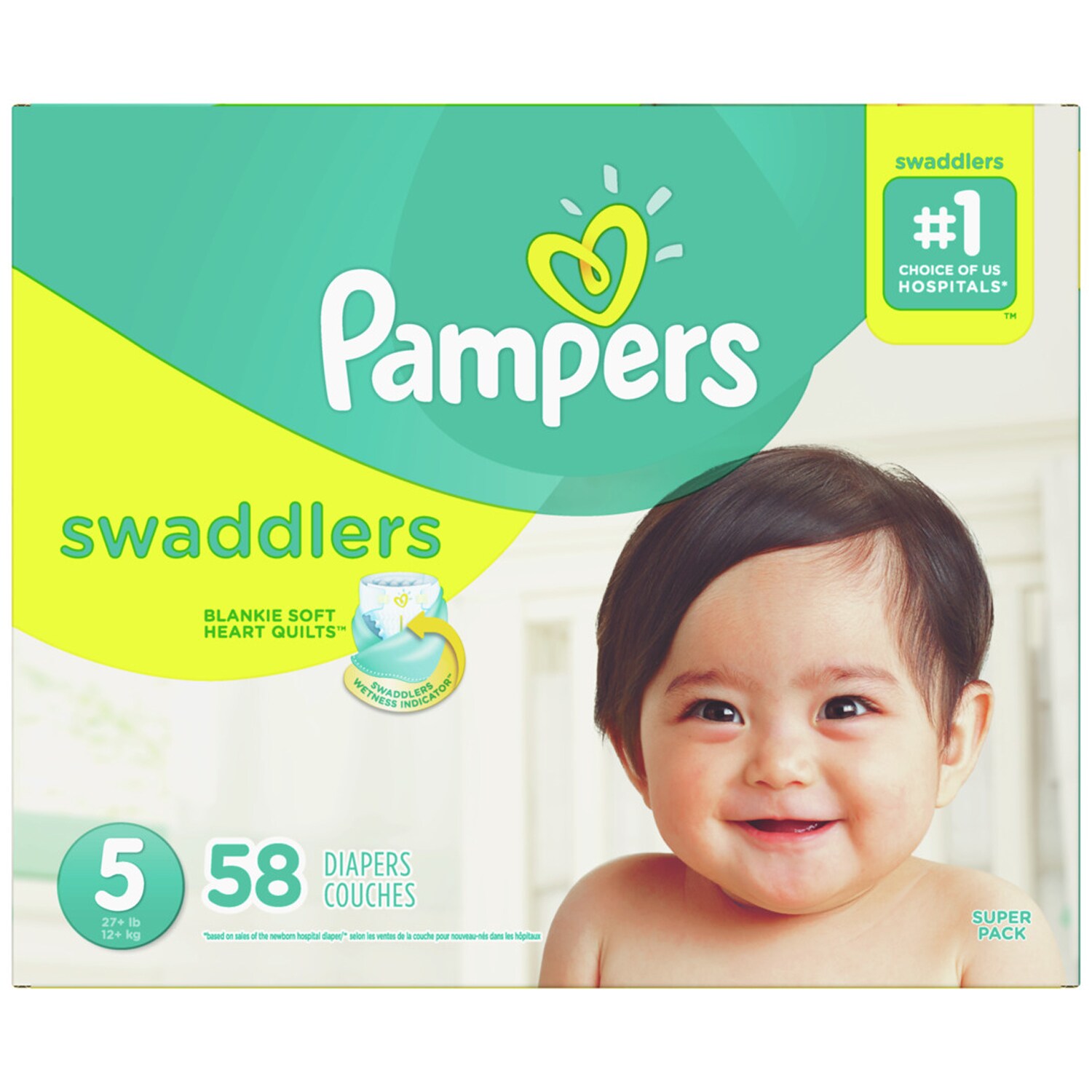Pampers Swaddlers Diapers, Size 5, 27+ lb