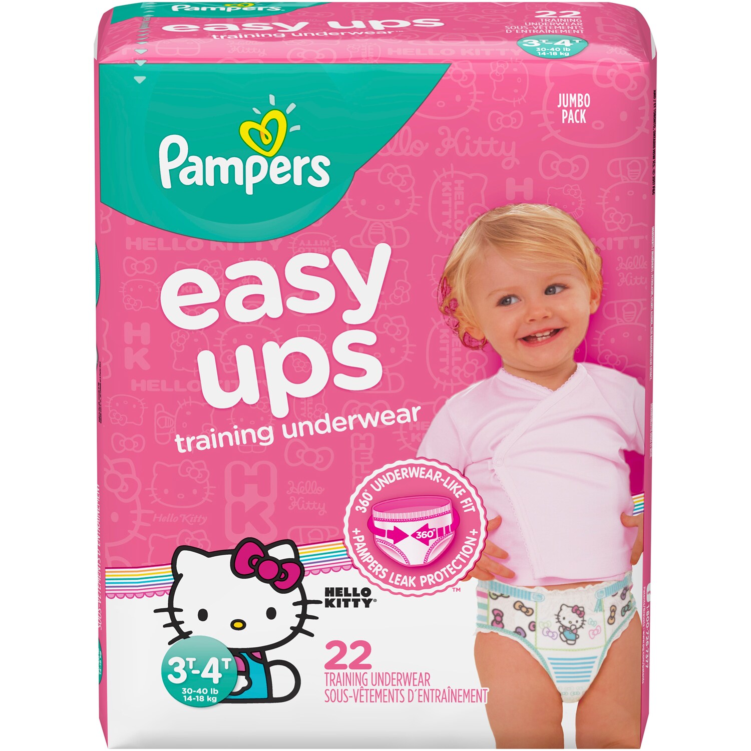 Pampers Easy Ups Training Underwear, Size 3T-4T, Girls