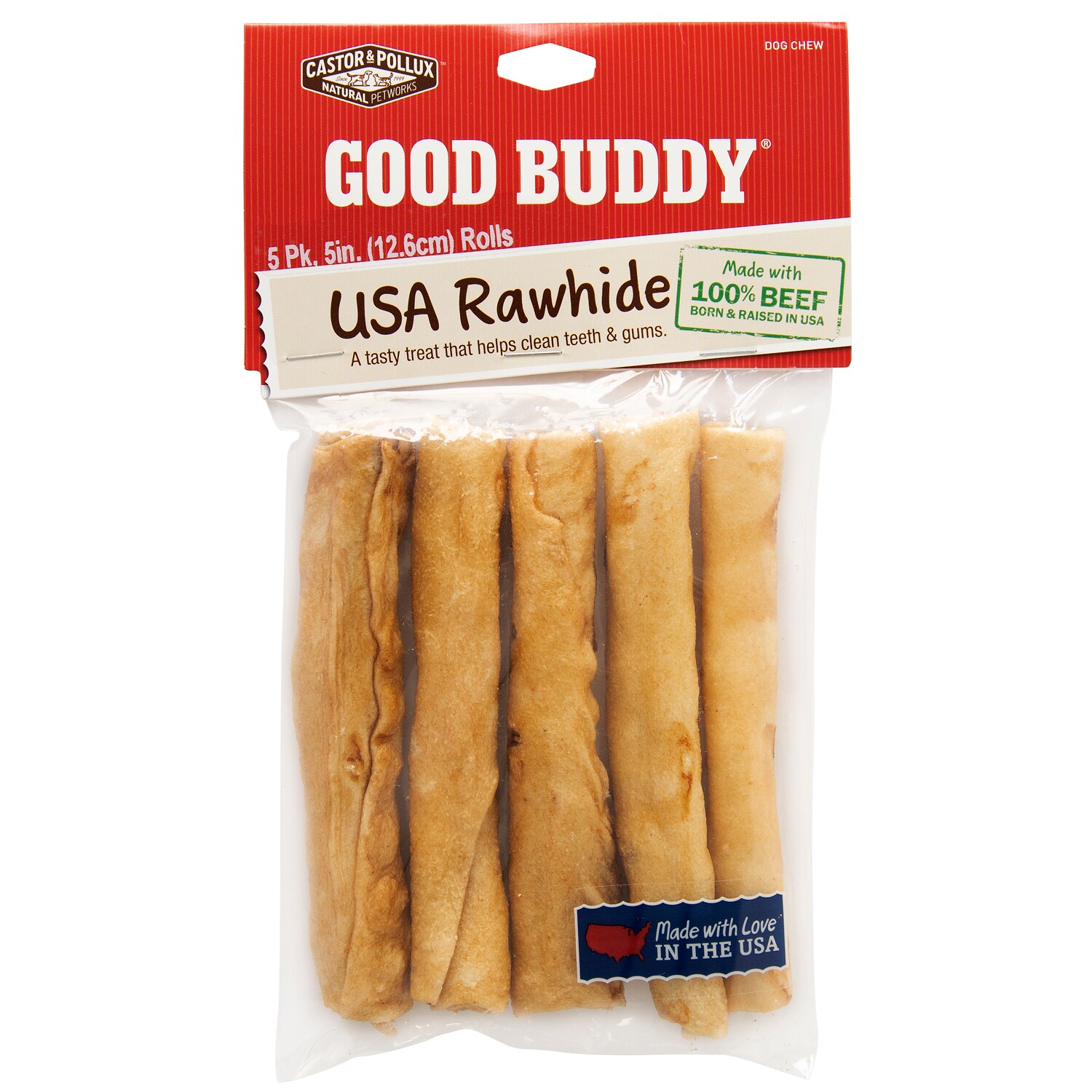 Castor & Pollux Good Buddy USA Rawhide Dog Treat Sticks, Natural Chicken Flavor