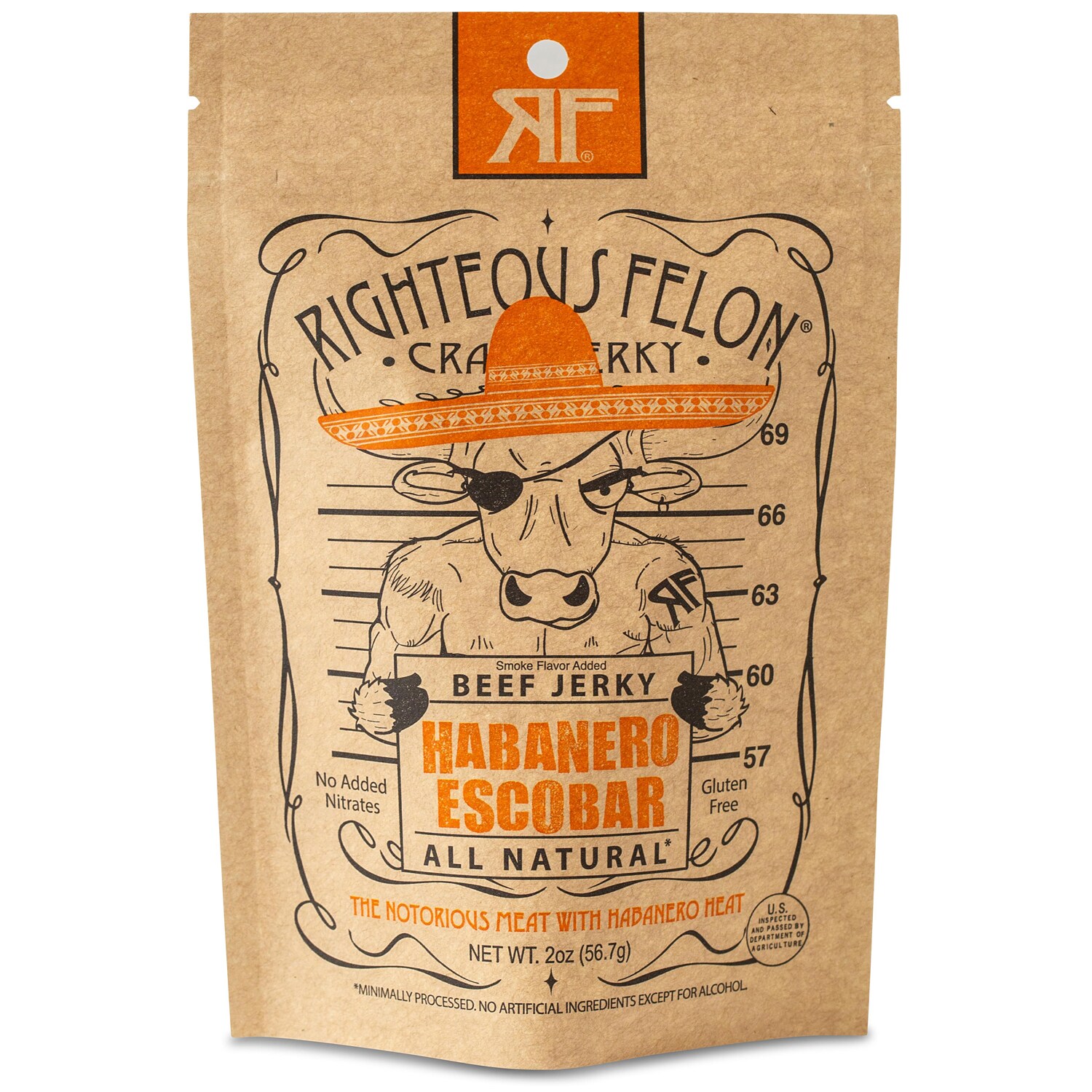 Righteous Felon Beef Jerky, Habanero Escobar