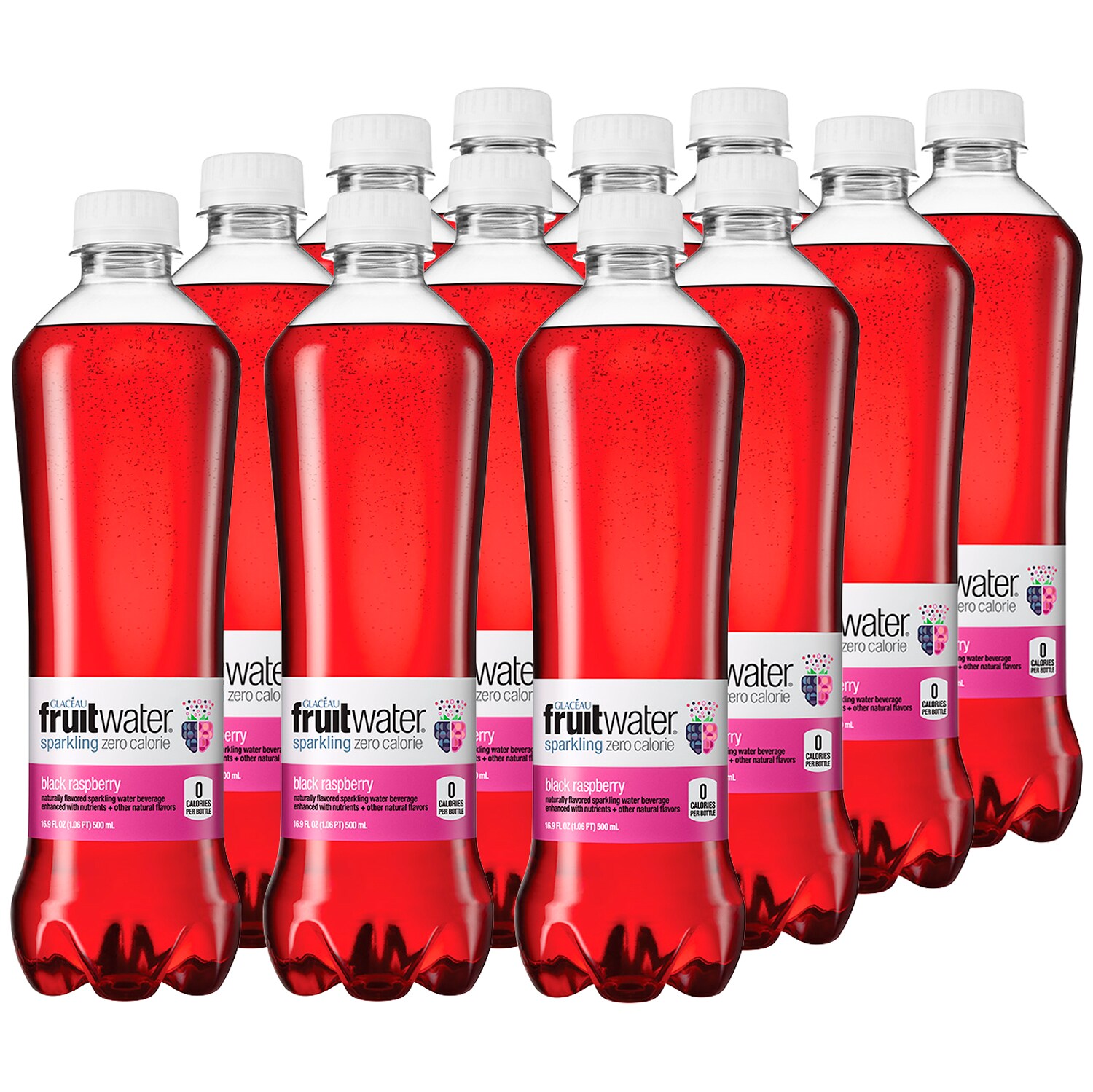 Glacéau Fruitwater Sparkling Zero Calorie, Black Raspberry, Plastic Bottles