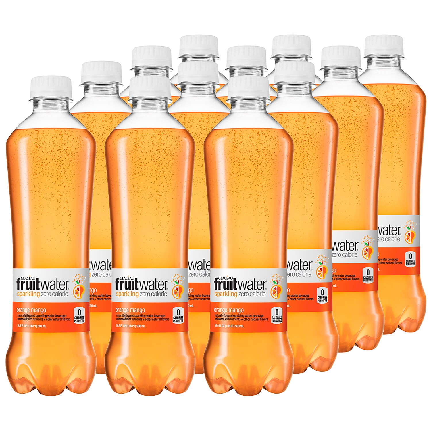 Glacéau Fruitwater Sparkling Zero Calorie, Orange Mango, Plastic Bottles