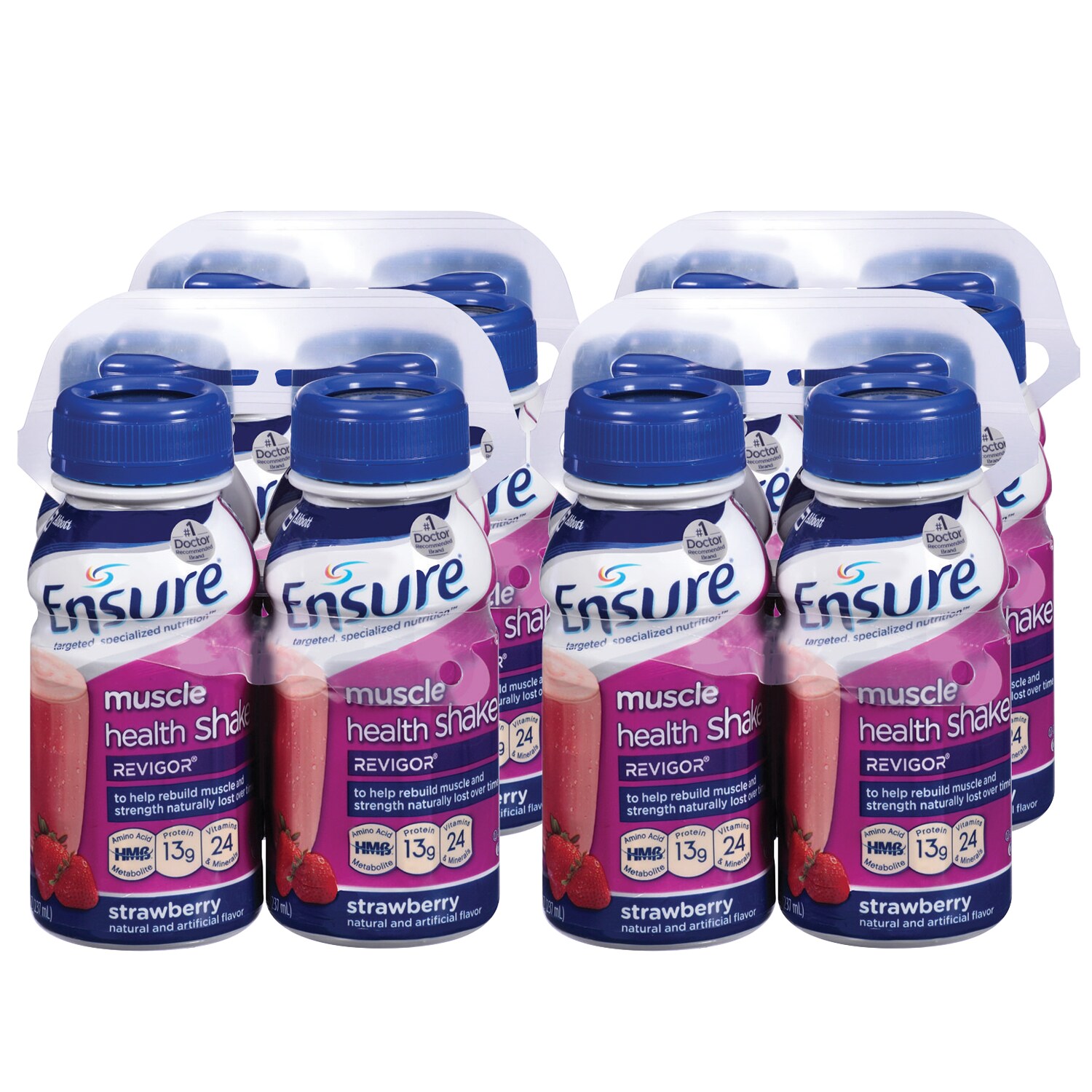 Ensure Muscle Health Shake, Strawberry, Plastic Bottles