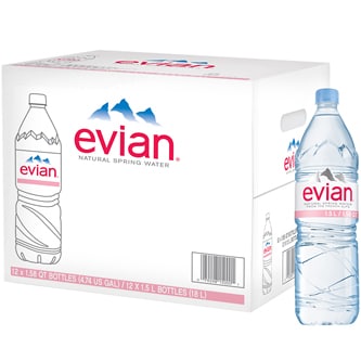 Evian Natural Spring Water, Plastic Bottles