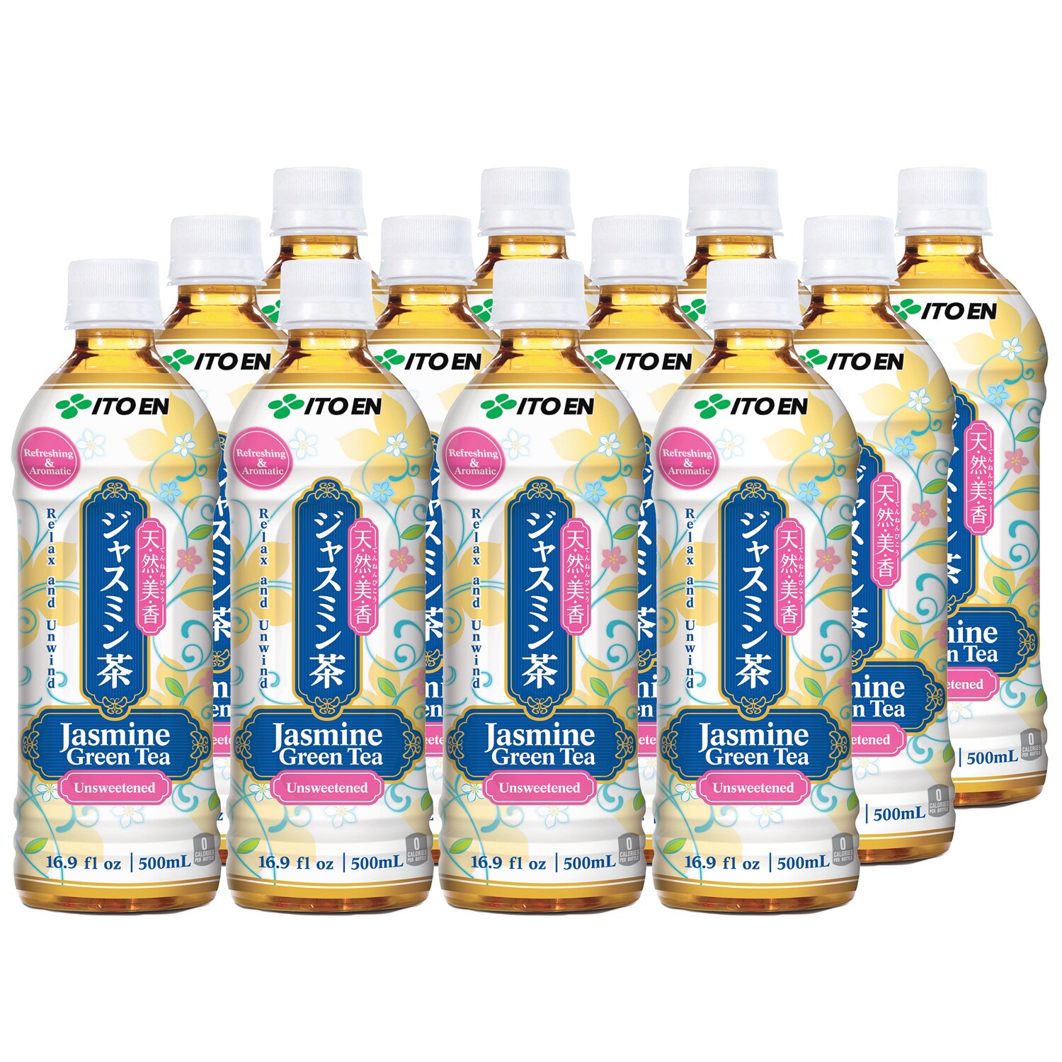 Ito En Jasmine Green Tea, Unsweetened, Plastic Bottles