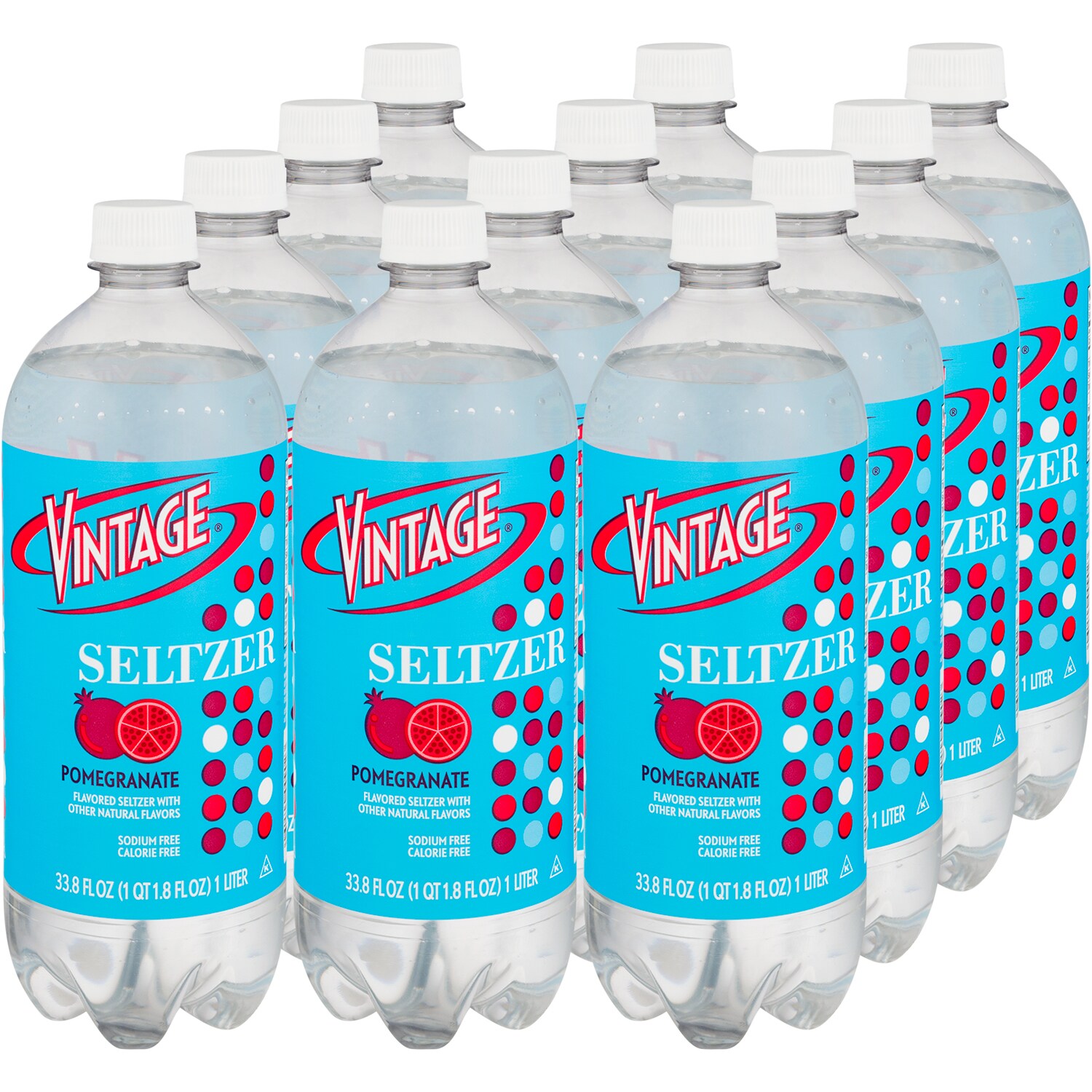 Vintage Seltzer, Pomegranate, Plastic Bottles