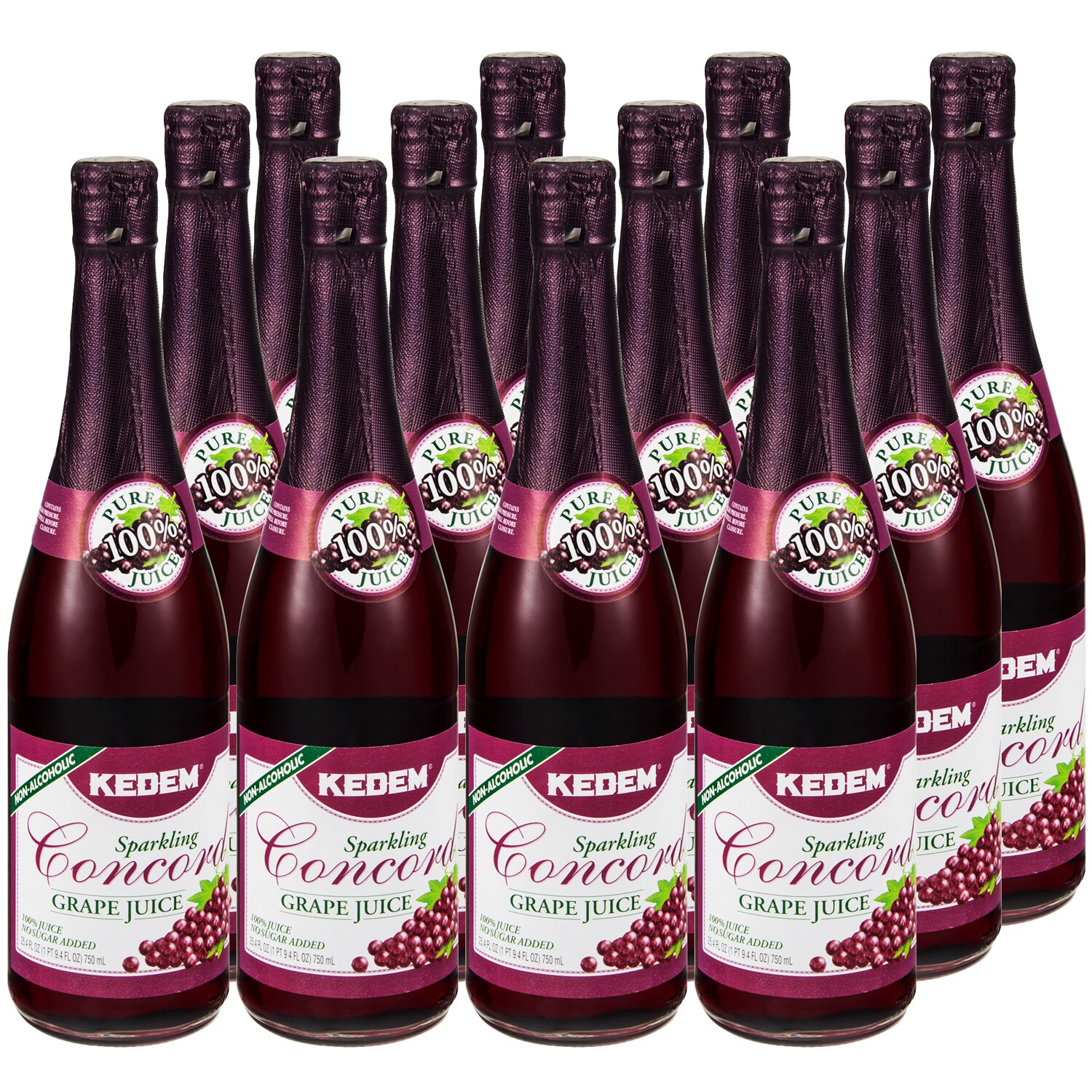 Kedem Sparkling Concord Grape Juice, Glass Bottles