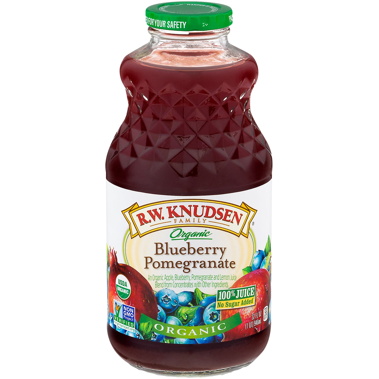 R.W. Knudsen Organic Blueberry-Pomegranate Juice, Glass Bottle