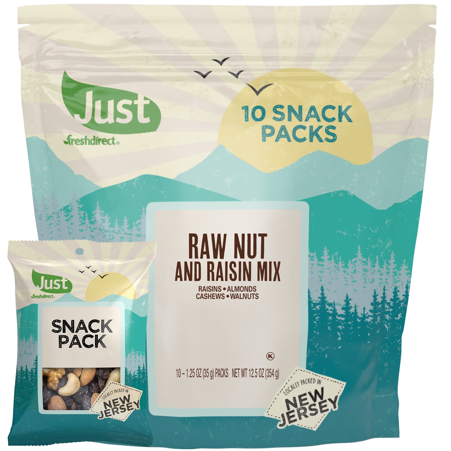 Just FreshDirect Raw Nut and Raisin Mix Snack Packs