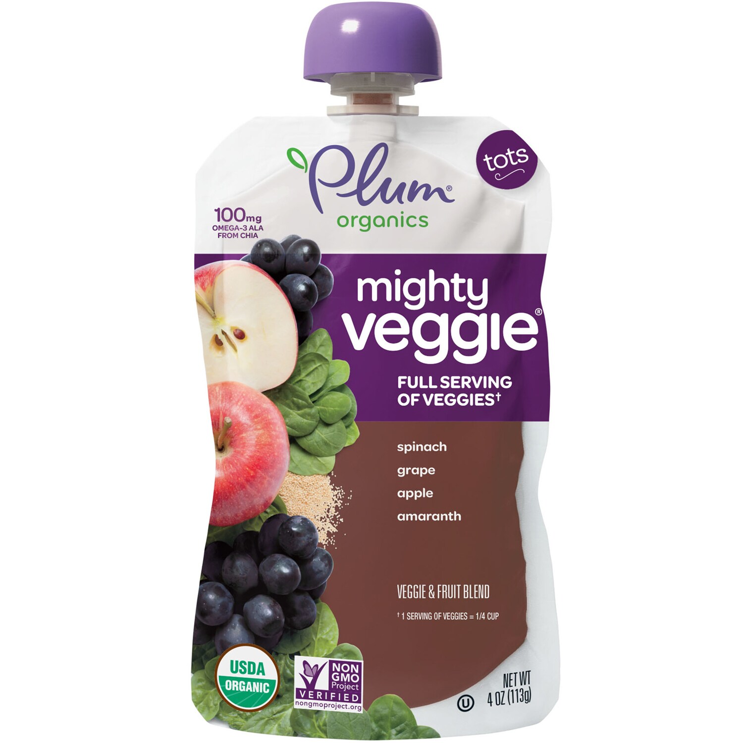 Plum Organics Mighty Veggie, Spinach, Grape, Apple, Amaranth 