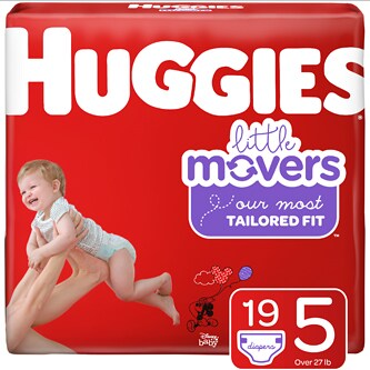 Huggies Little Movers Diapers, Size 5, 27lb+