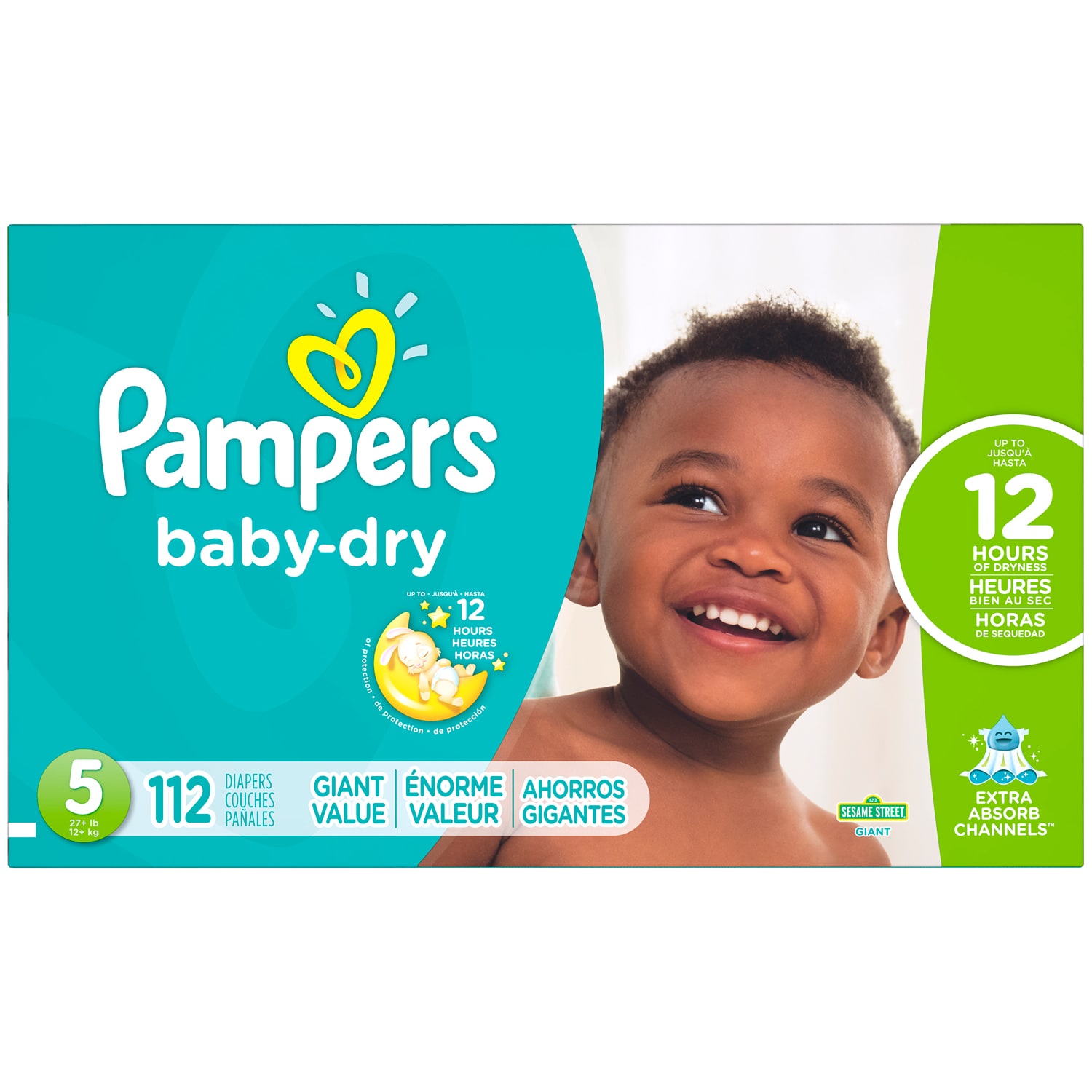 Pampers Baby Dry Diapers, Size 5, 27+ lb