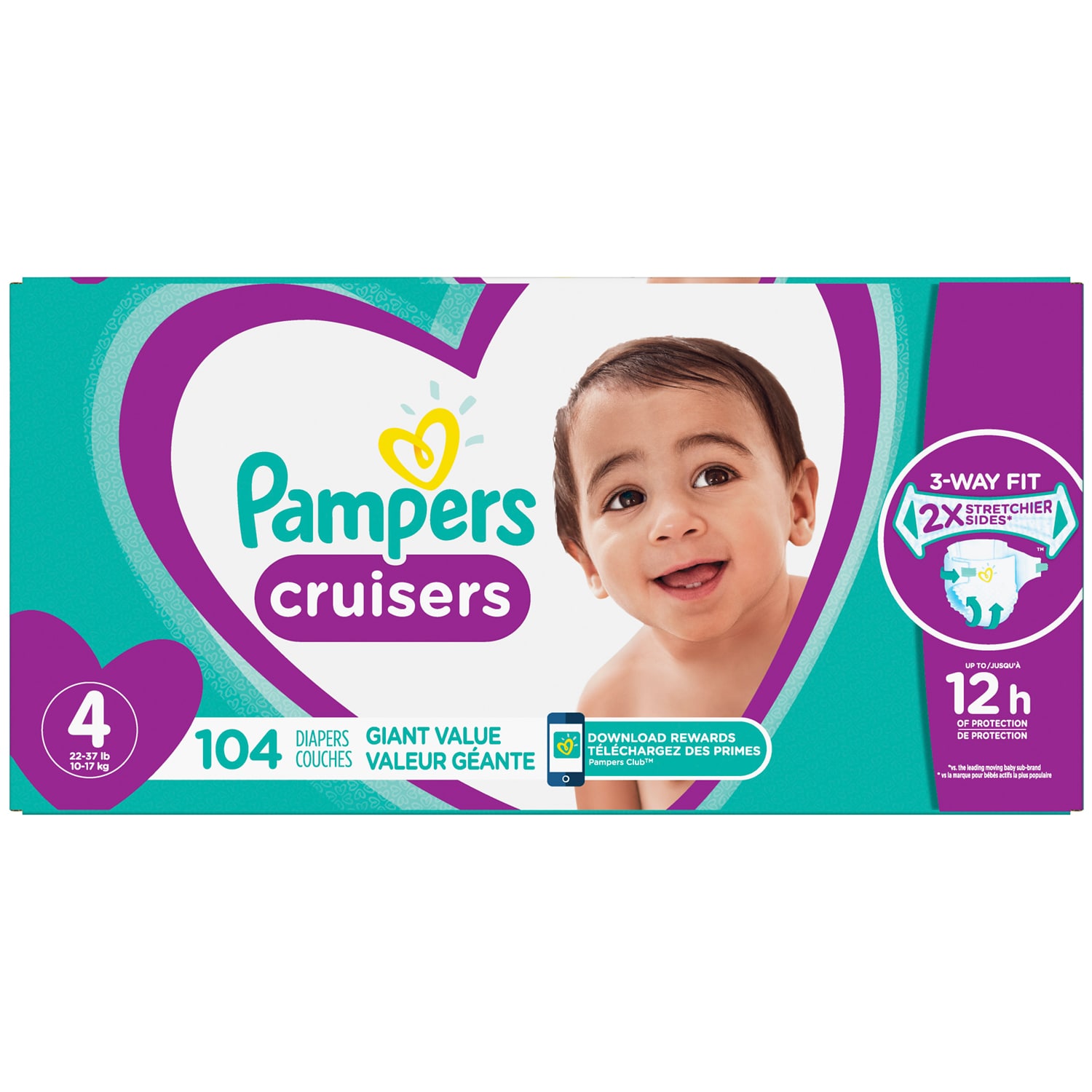 Pampers Cruisers Diapers, Size 4, 22-37lb