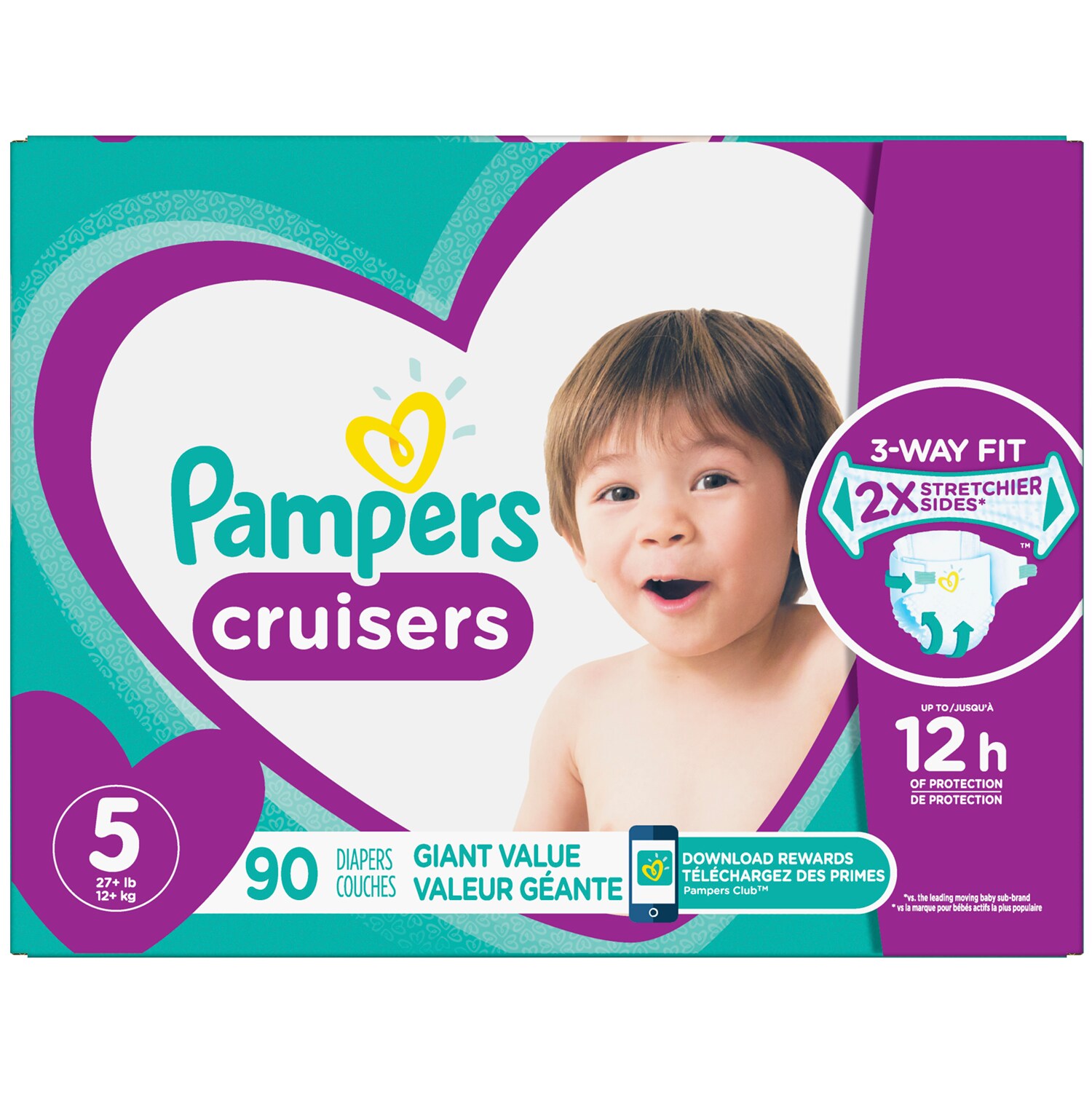 Pampers Cruisers Diapers, Size 5, 27+ lb