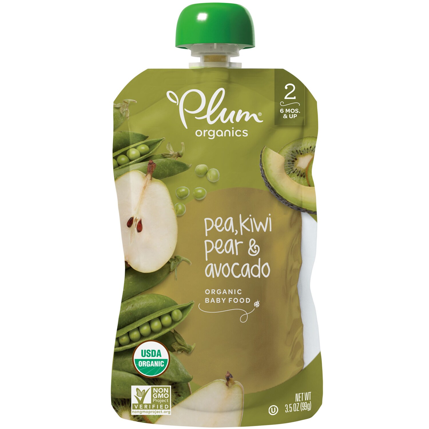 Plum Organics Stage 2 Eat Your Colors Organic Baby Food, Green, Pea, Kiwi, Pear & Avocado