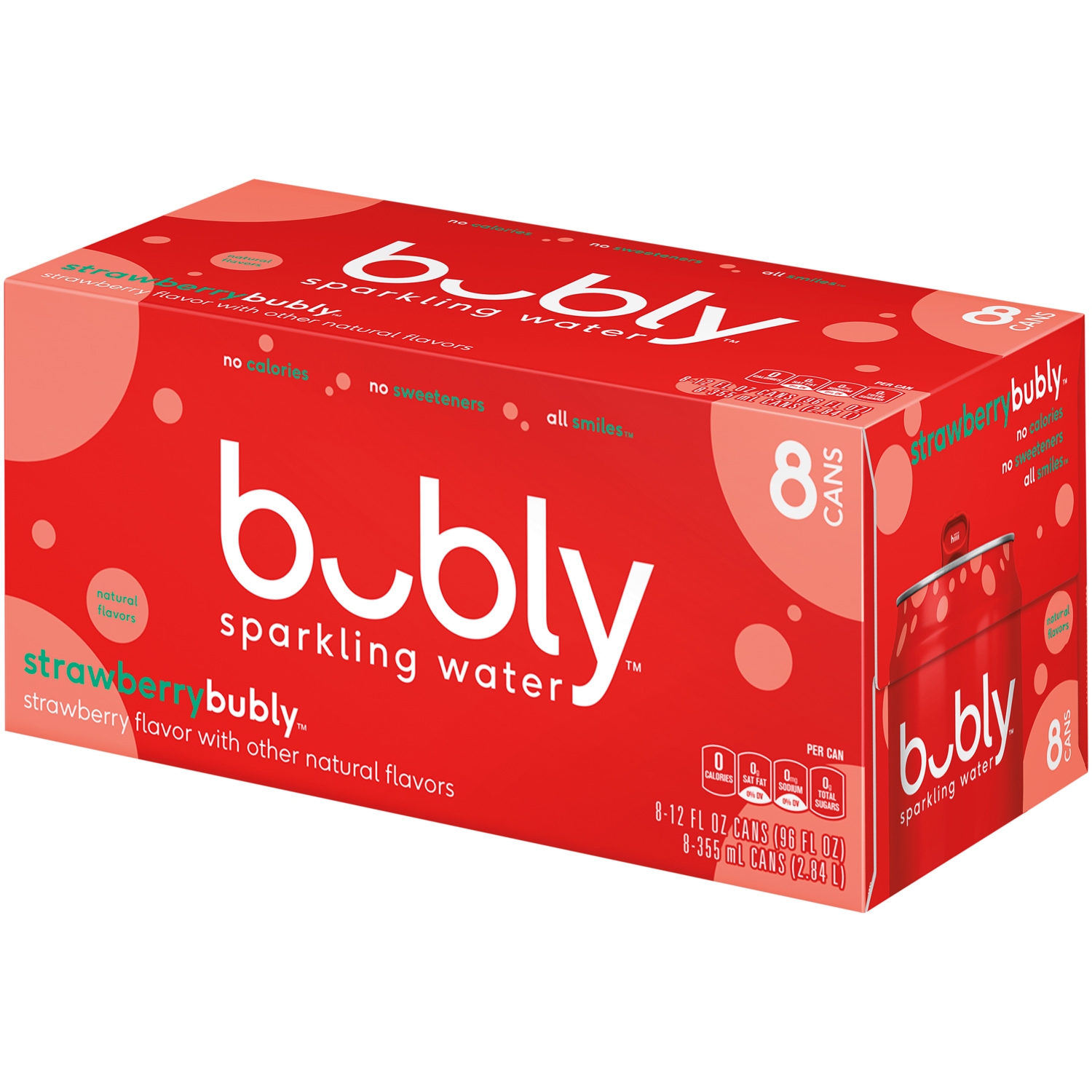 Bubly Sparkling Water, Strawberry, Cans