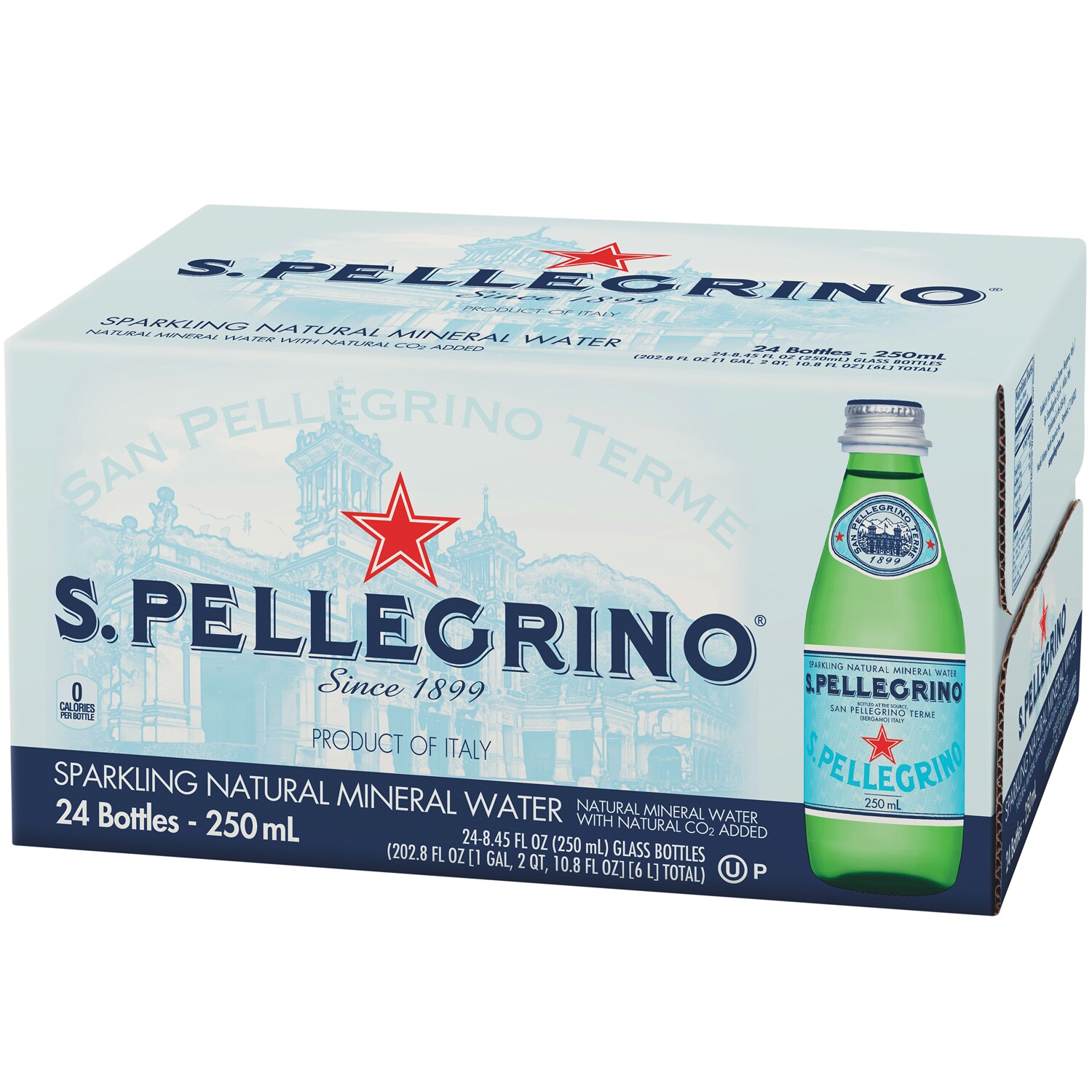San Pellegrino Sparkling Natural Mineral Water, Glass Bottles
