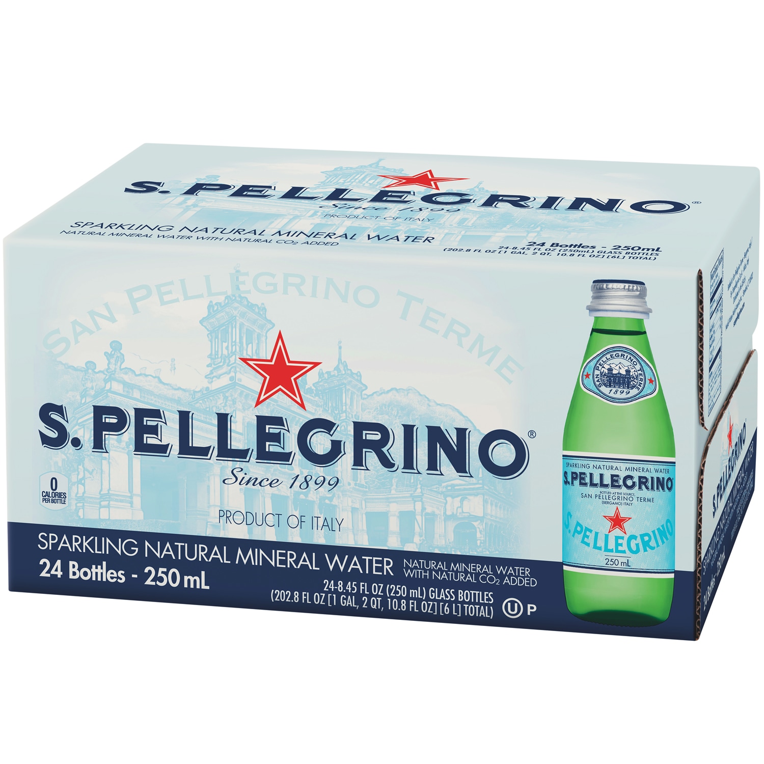 San Pellegrino Sparkling Natural Mineral Water, Glass Bottles