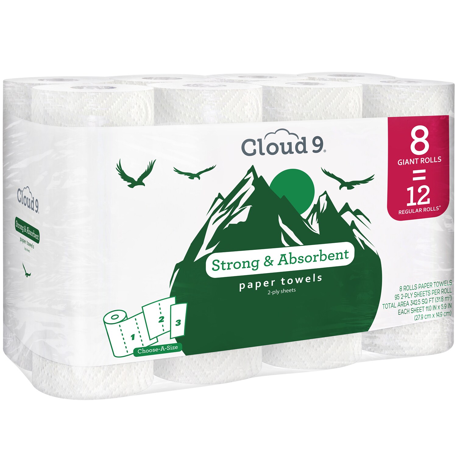 Cloud 9 2-Ply Strong & Absorbent Paper Towels, Choose-A-Size