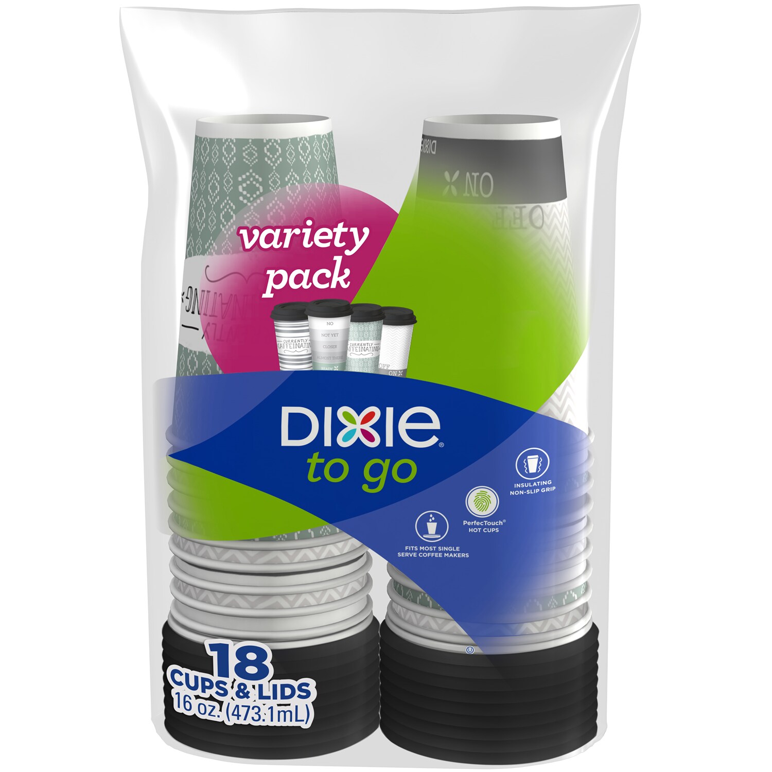 Dixie To Go, Cups and Lids, Variety Pack