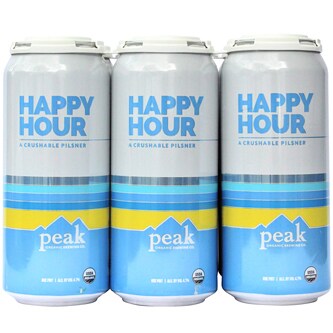 Peak Organic Happy Hour Pilsner, Cans