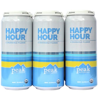 Peak Organic Happy Hour Pilsner, Cans