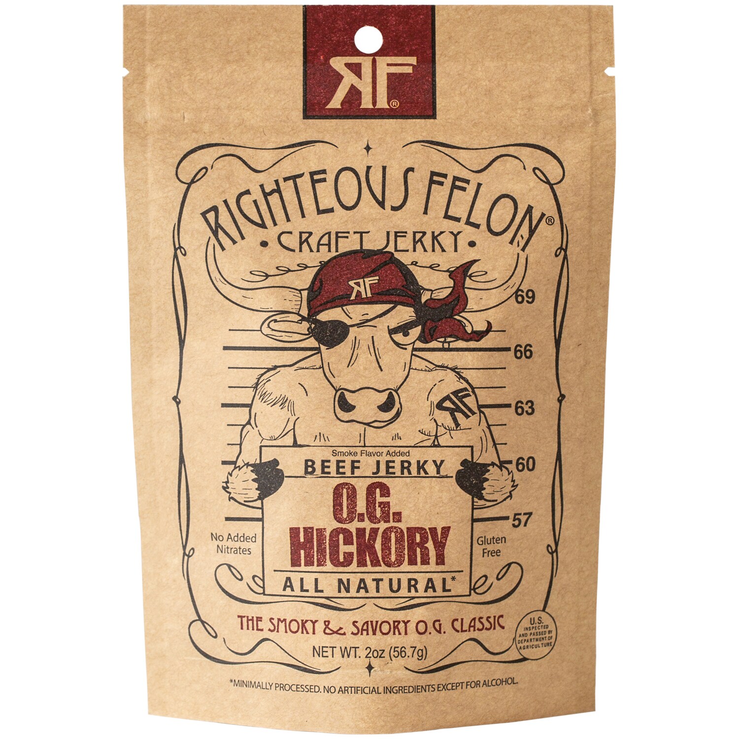 Righteous Felon Beef Jerky, O.G. Hickory
