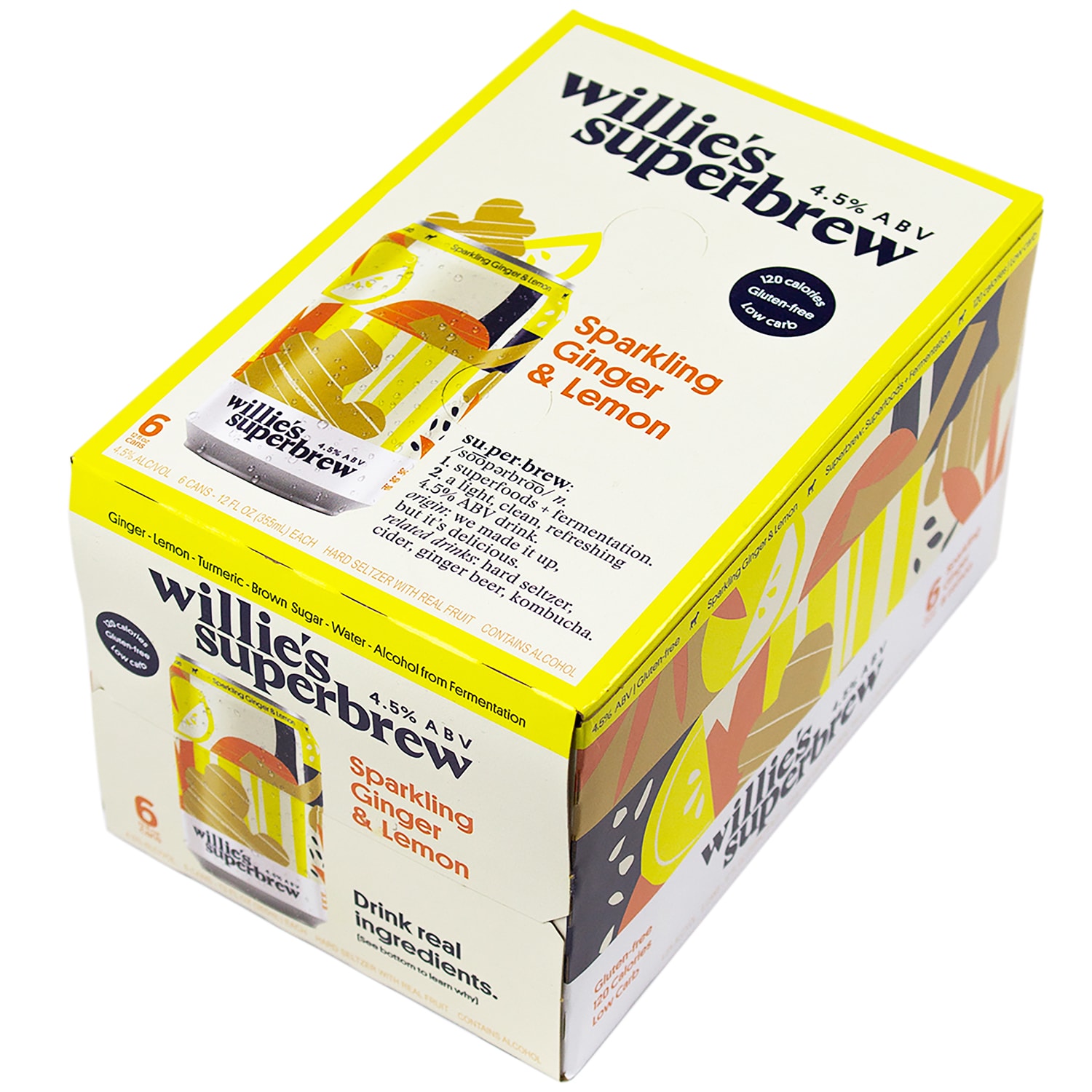 Willie's Superbrew Hard Seltzer, Sparkling Ginger & Lemon, Cans