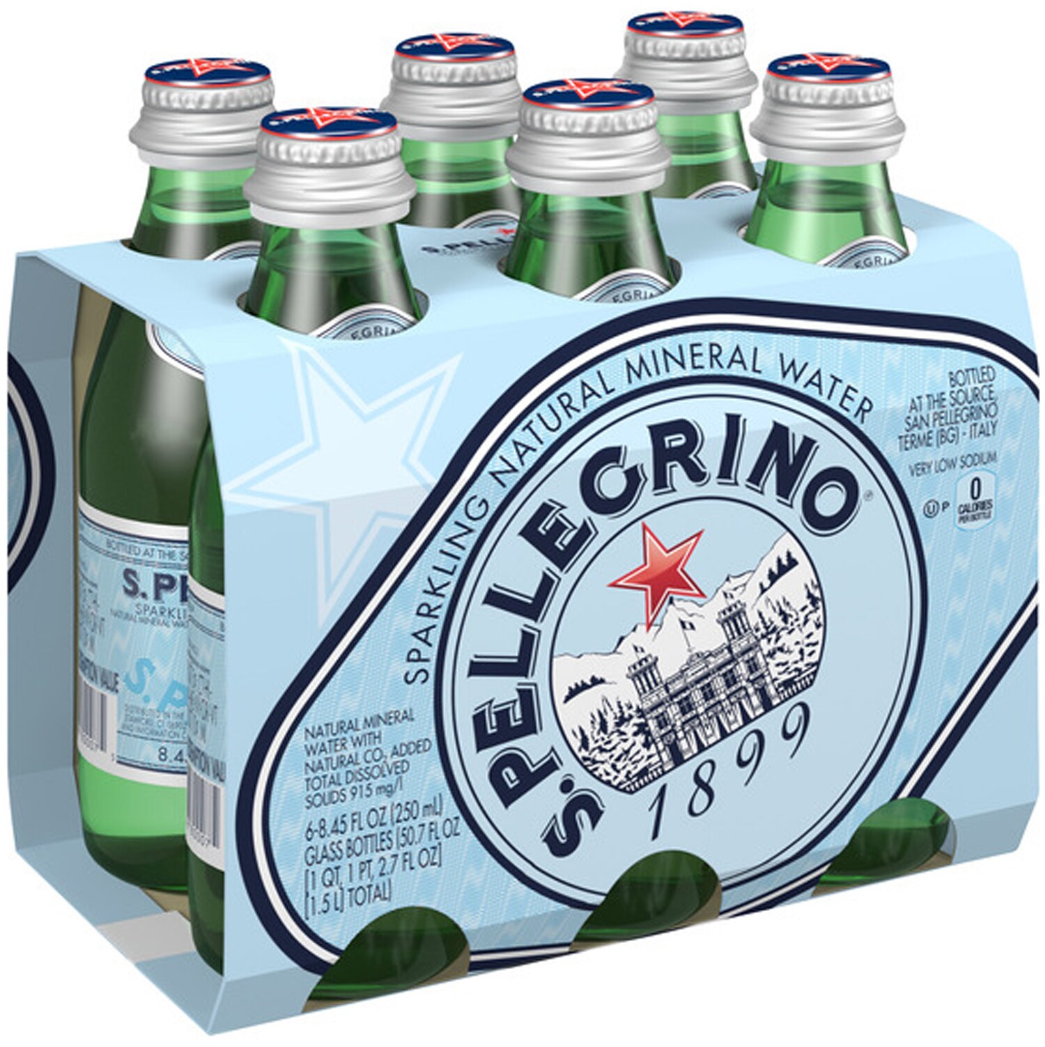 S.Pellegrino Sparkling Natural Mineral Water, Glass Bottles