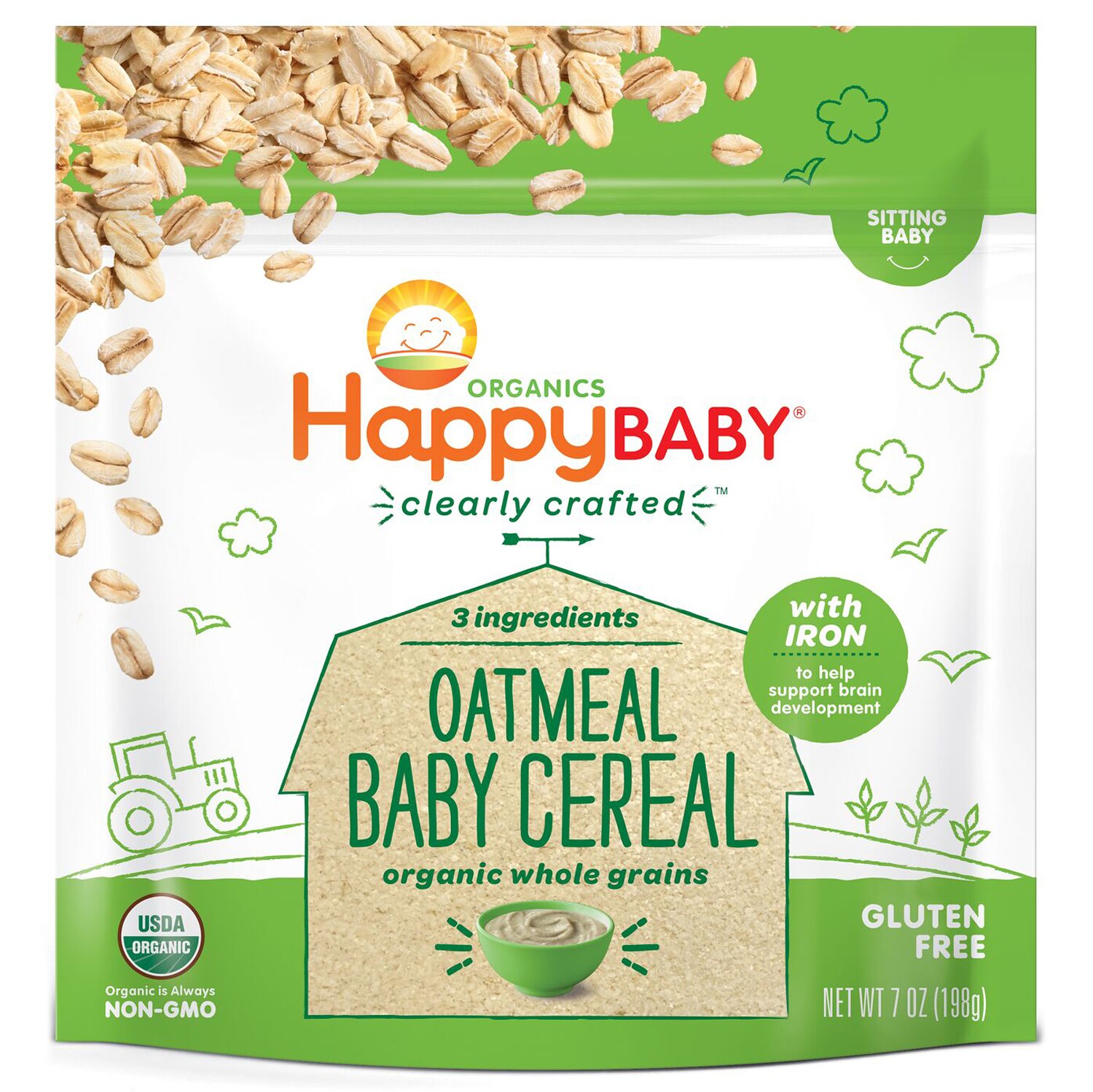 Happy Family Happy Baby Clearly Crafted Organic Baby Cereal, Oatmeal