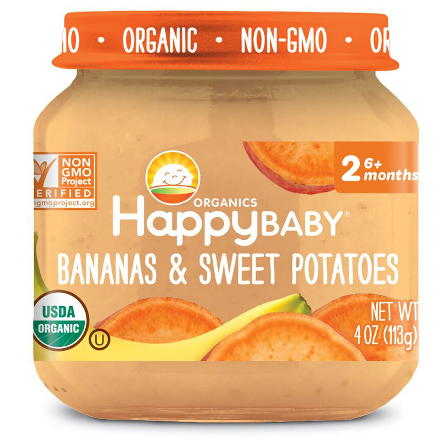 Happy Family Happy Baby Clearly Crafted Stage 2 Organic Baby Food, Bananas & Sweet Potatoes