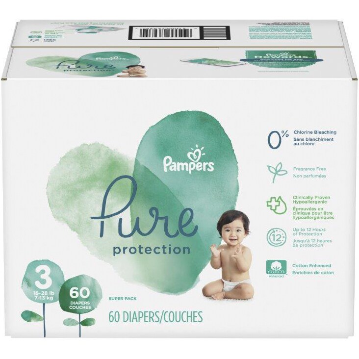 Pampers Pure Protection Diapers, Size 3, 16-28lb