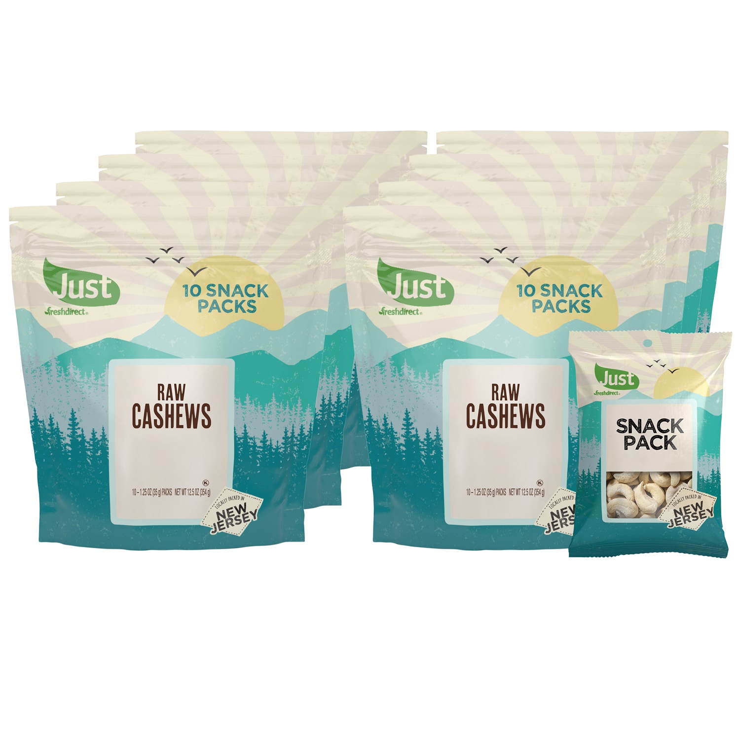 Just FreshDirect Roasted, Salted Cashews Snack Packs, Case