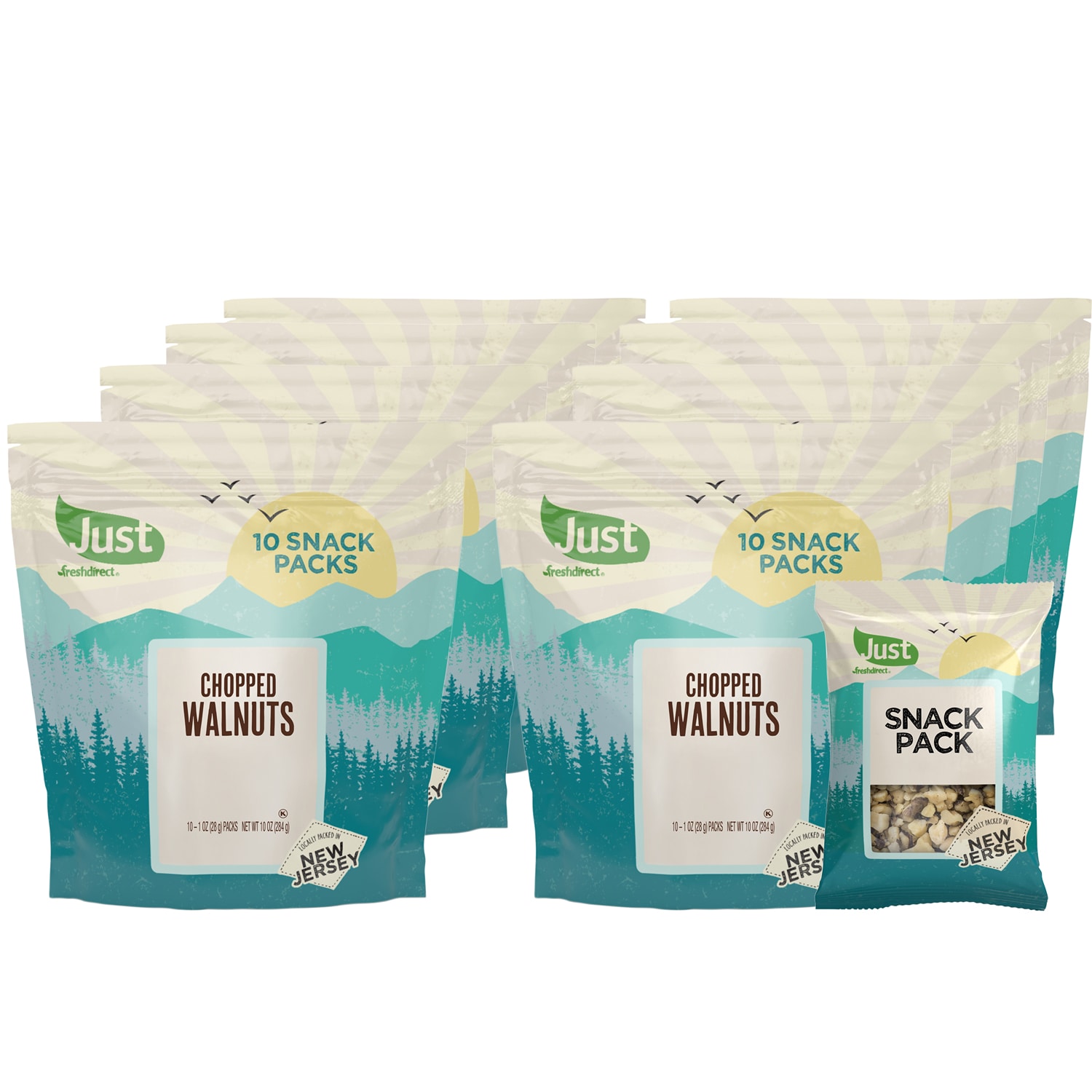 Just FreshDirect Raw Walnut Halves and Pieces Snack Packs, Case