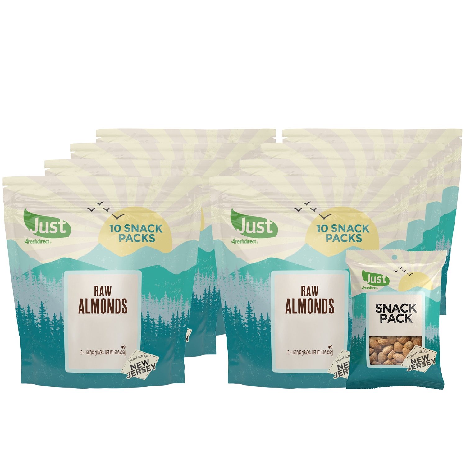 Just FreshDirect Raw Almonds Snack Packs, Case