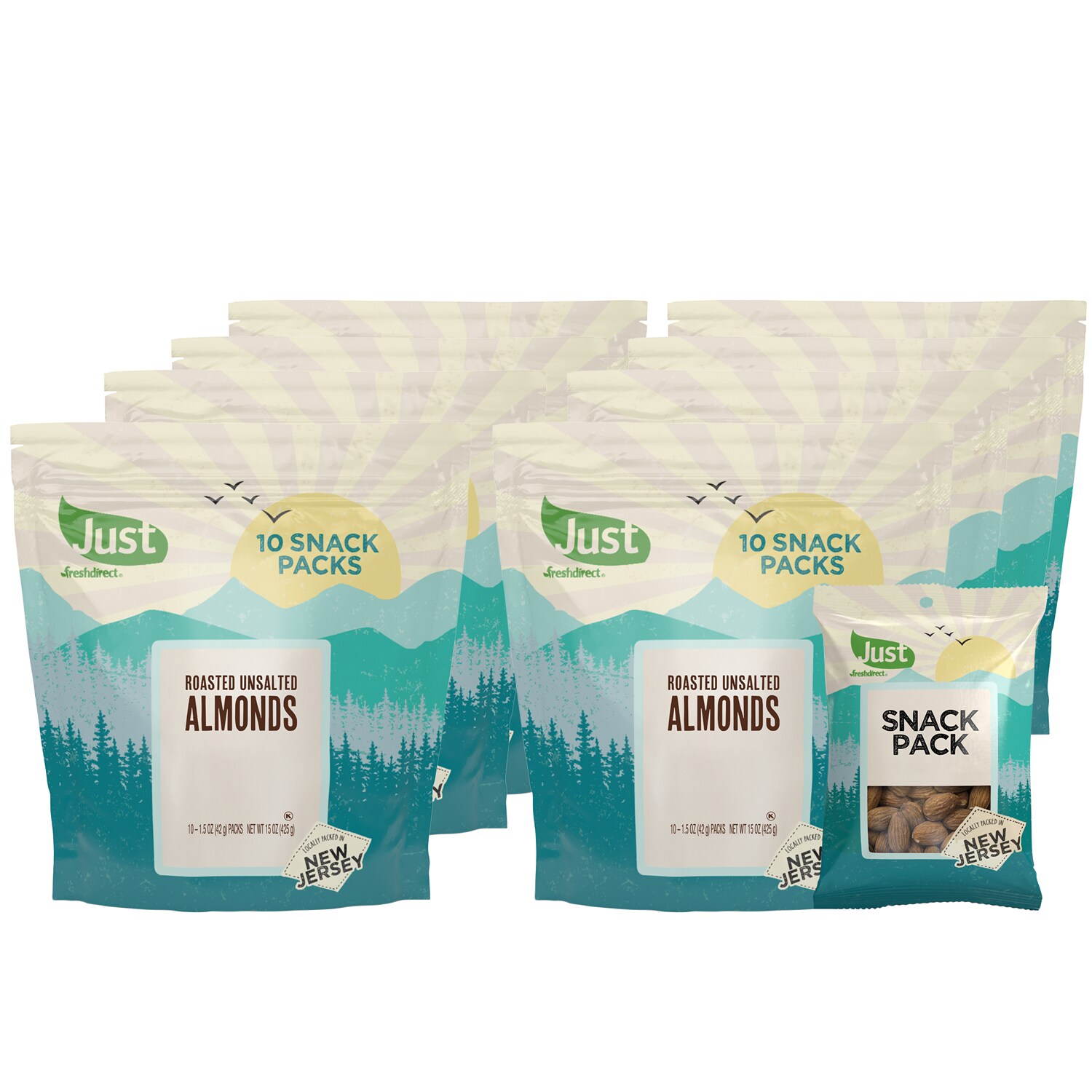 Just FreshDirect Roasted, Unsalted Almonds Snack Packs, Case