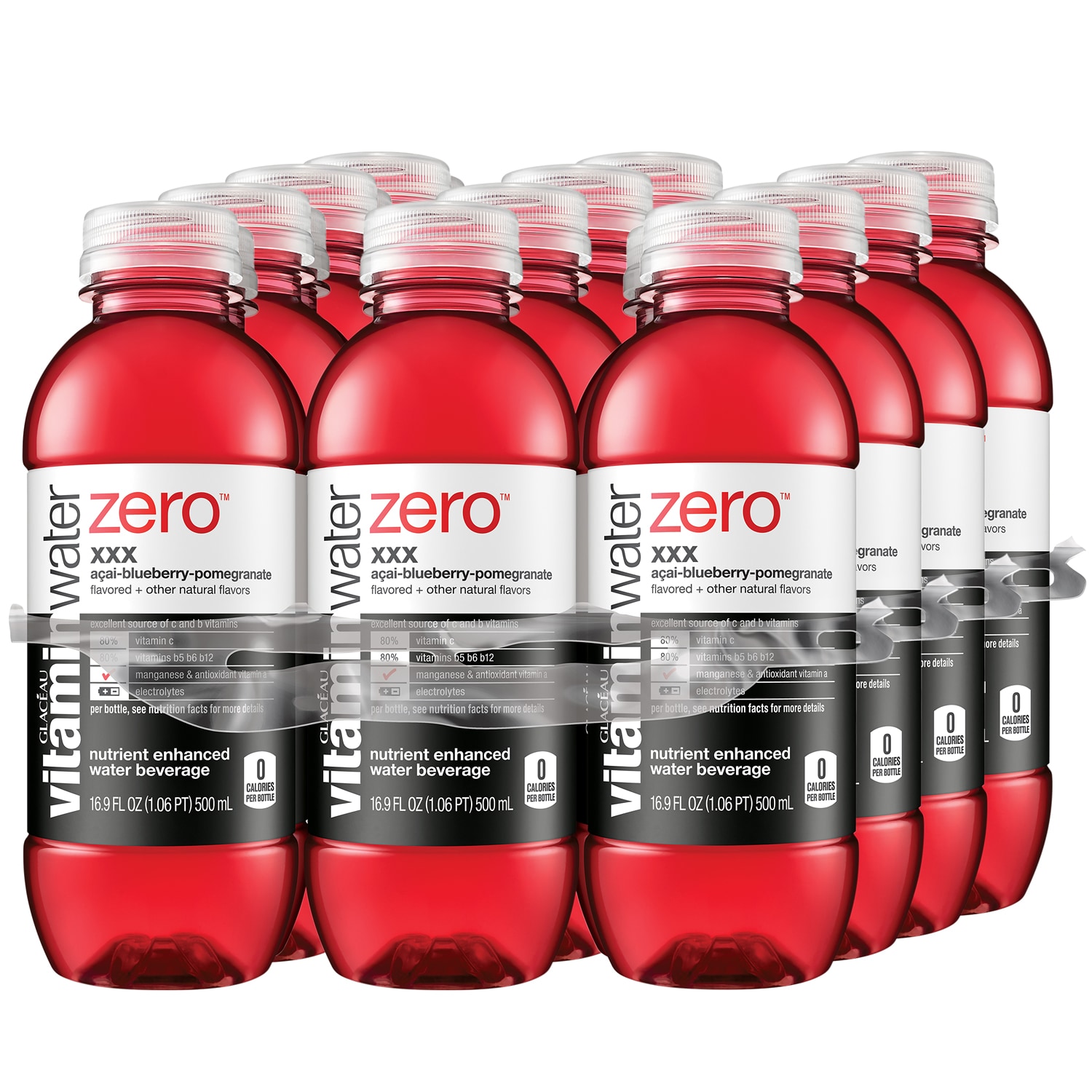 vitaminwater zero nutrient enhanced water beverage, xxx (açai-blueberry-pomegranate), Plastic Bottles